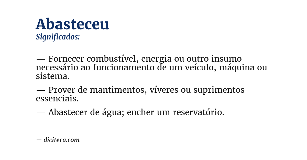 Significado de abasteceu
