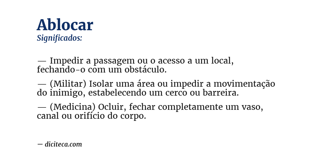 Significado de ablocar