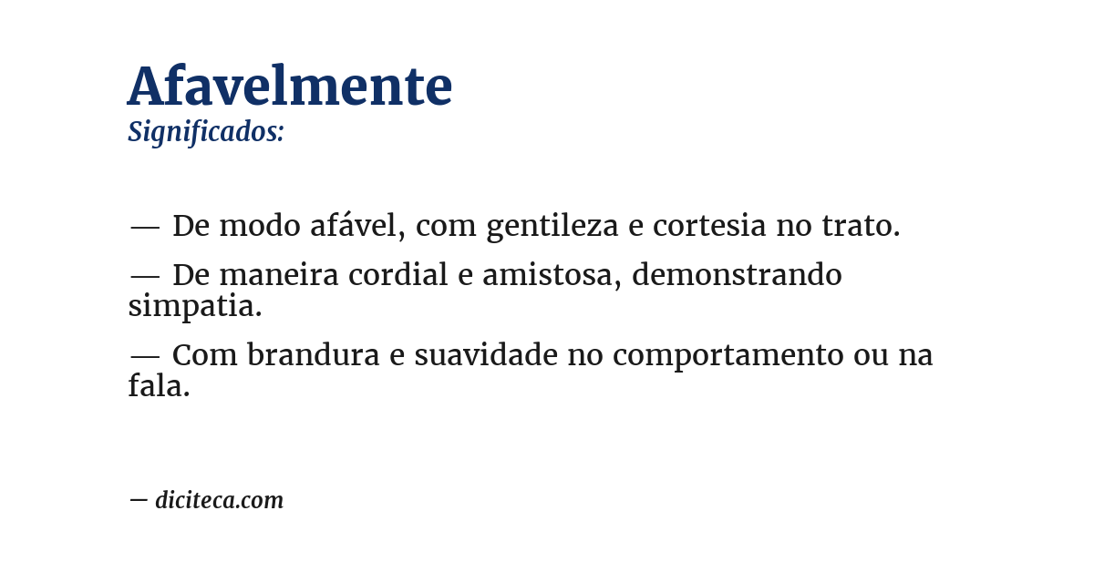 Significado de afavelmente