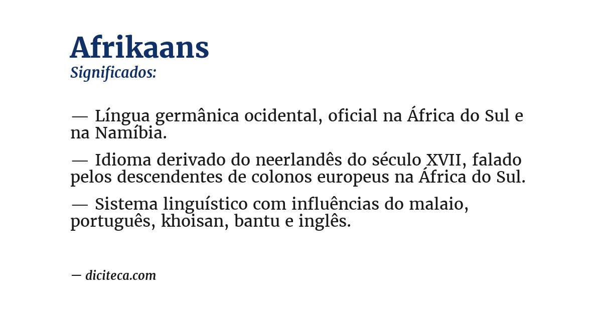 Significado de afrikaans