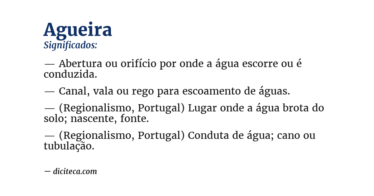 Significado de agueira