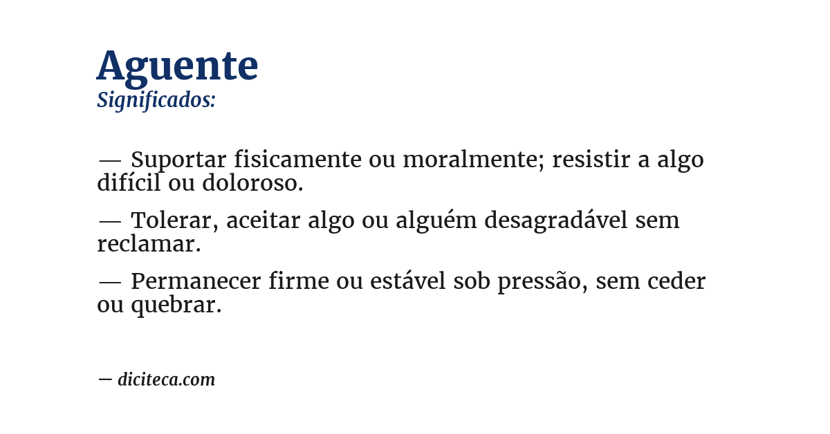 Significado de aguente