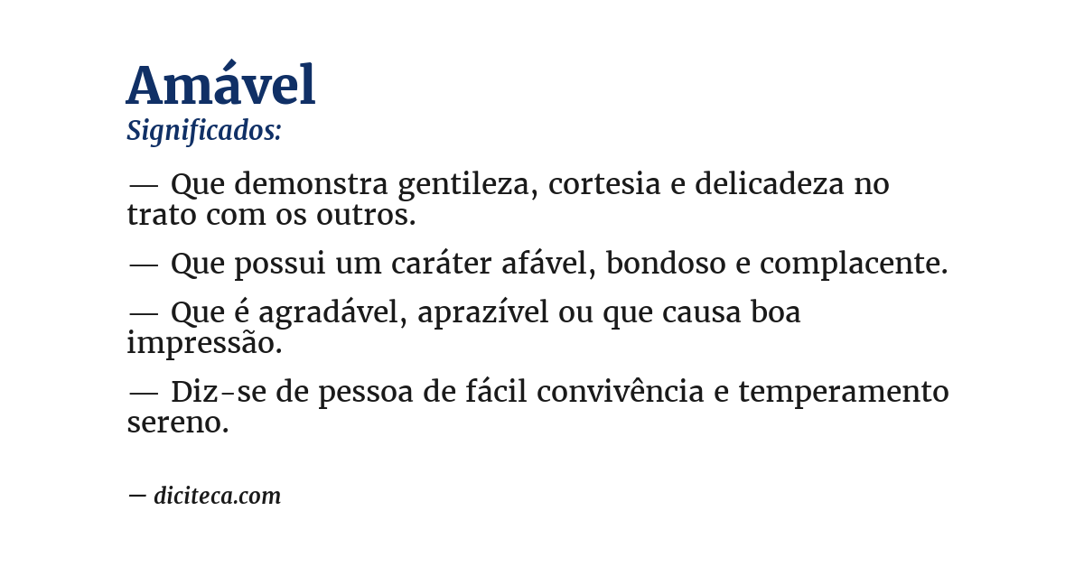 Significado de amável