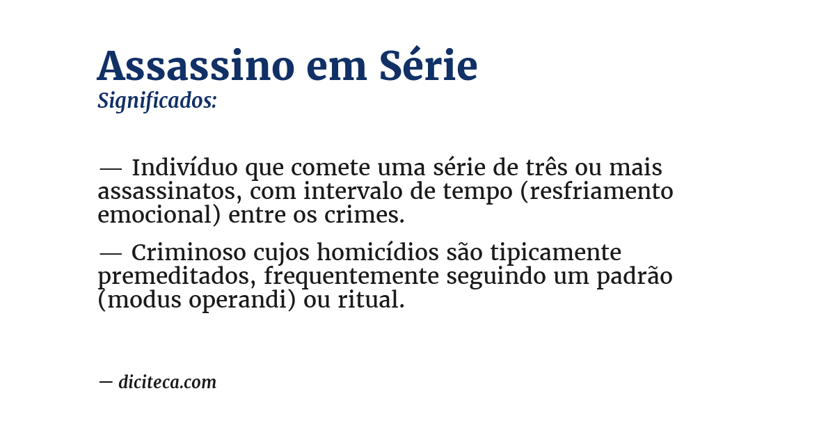 Significado de assassino em série