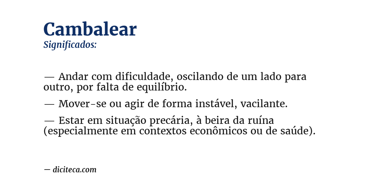 Significado de cambalear