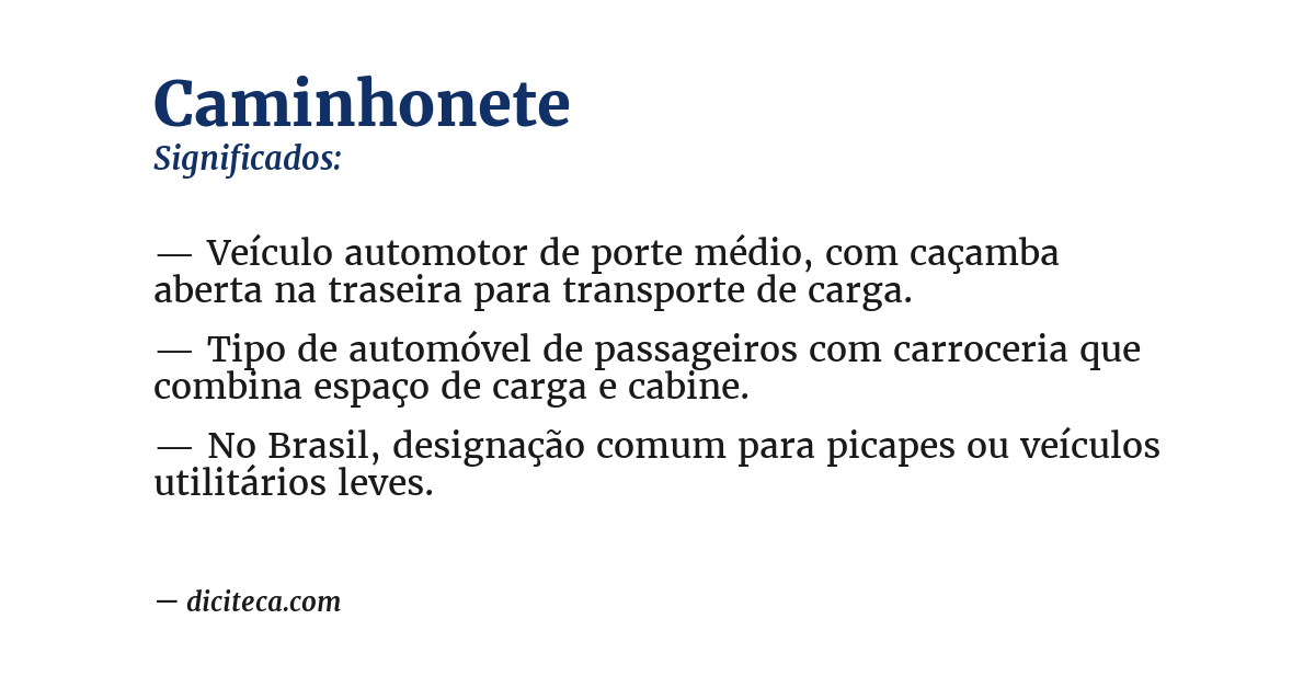 Significado de caminhonete