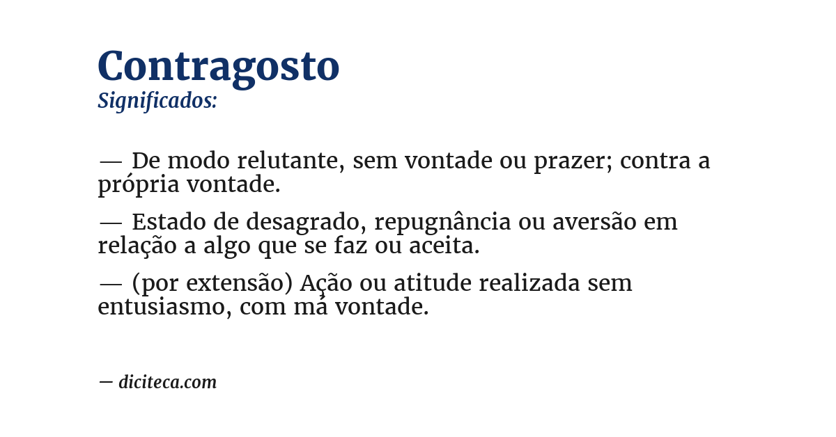 Significado de contragosto