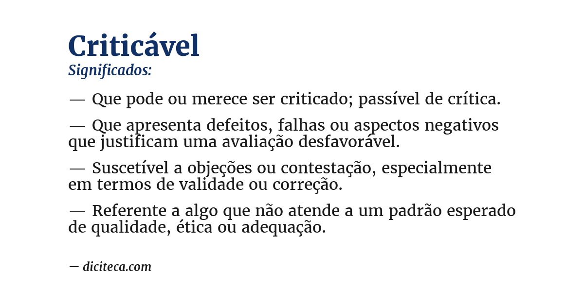 Significado de criticável