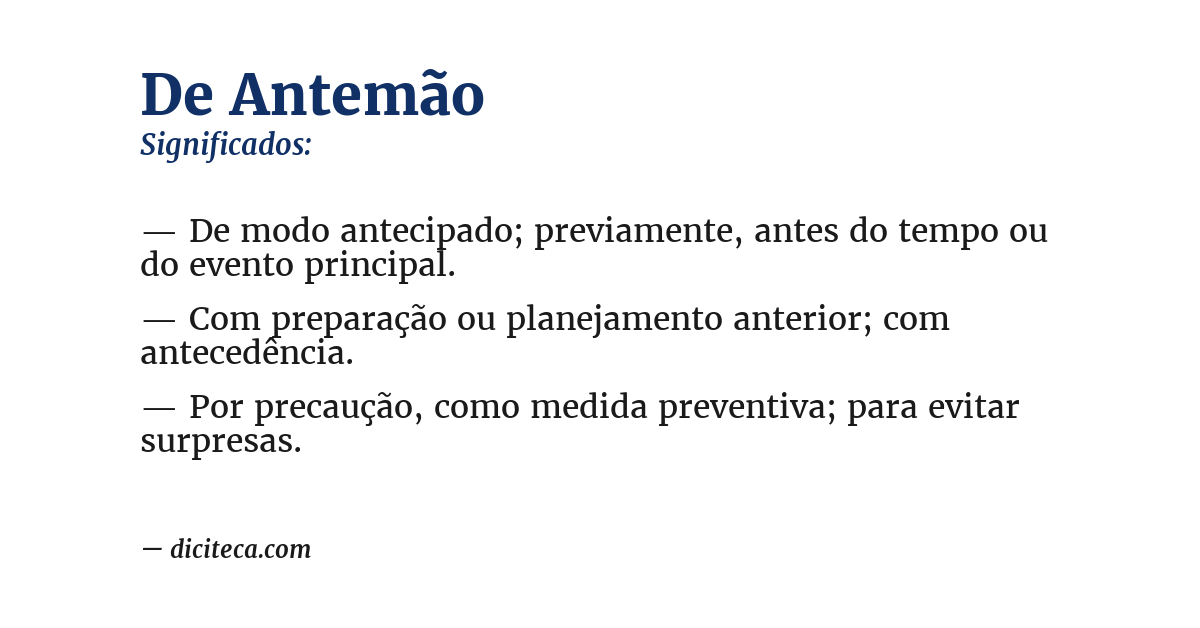 Significado de de antemão