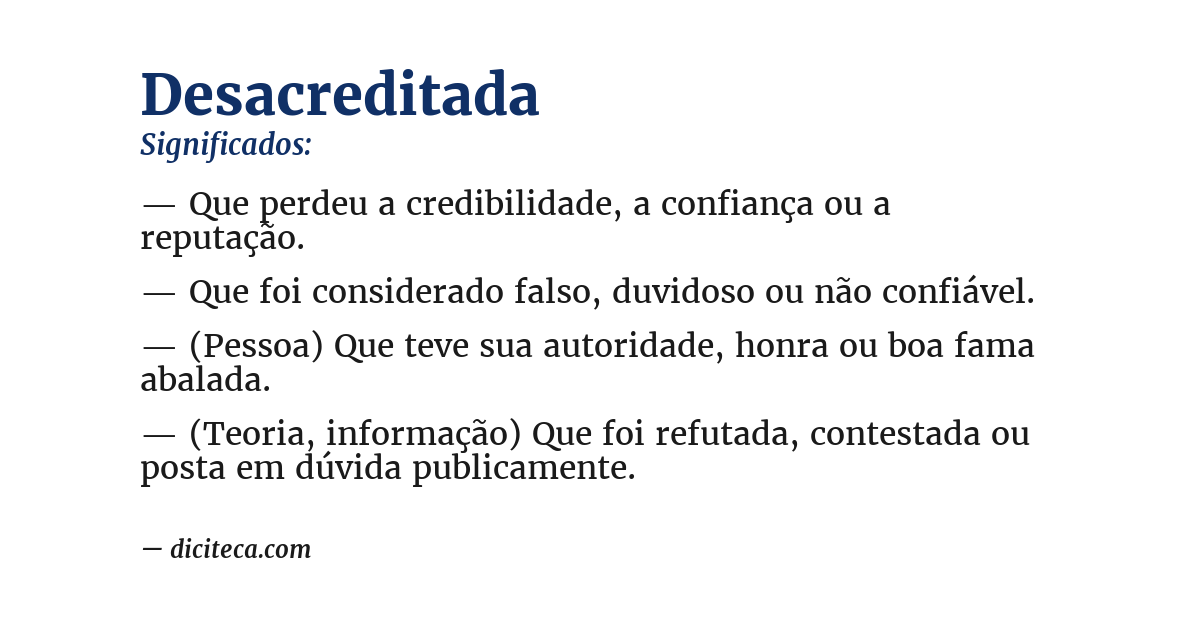Significado de desacreditada