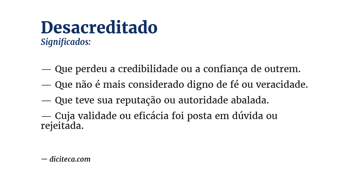 Significado de desacreditado