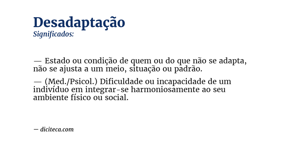 Significado de desadaptação