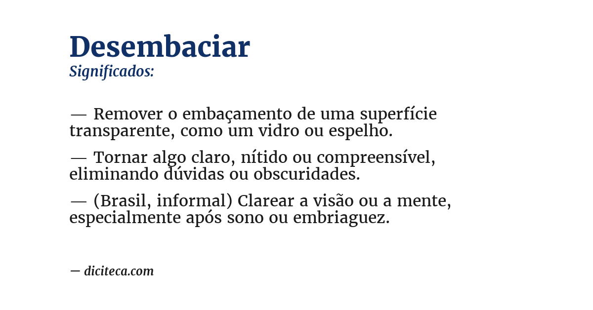 Significado de desembaciar