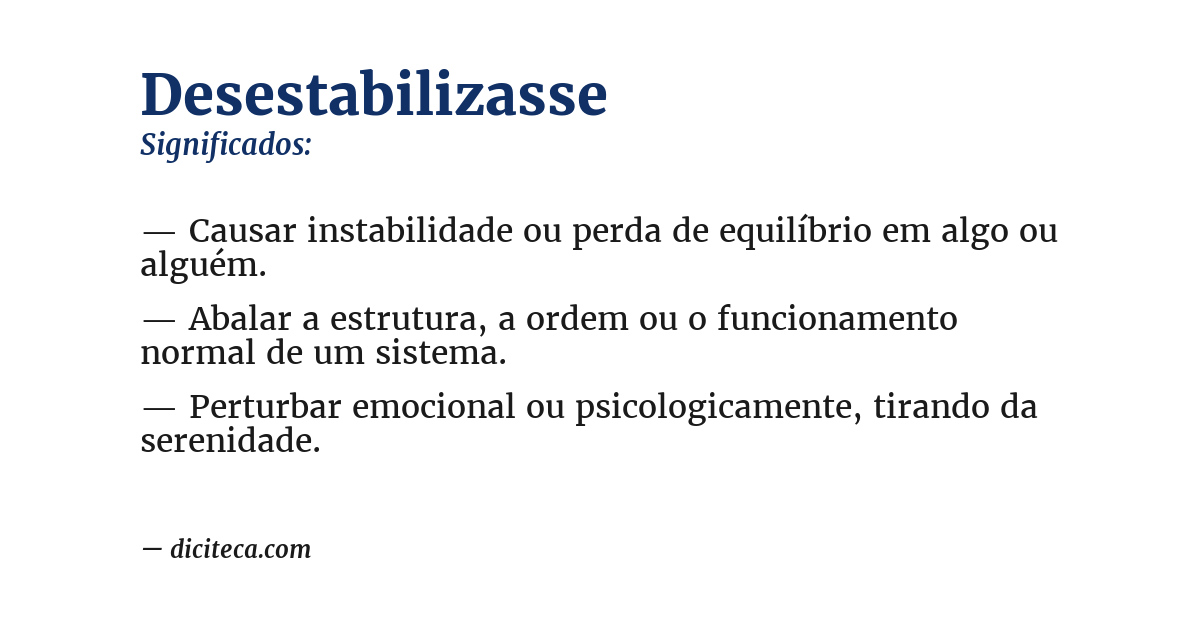 Significado de desestabilizasse