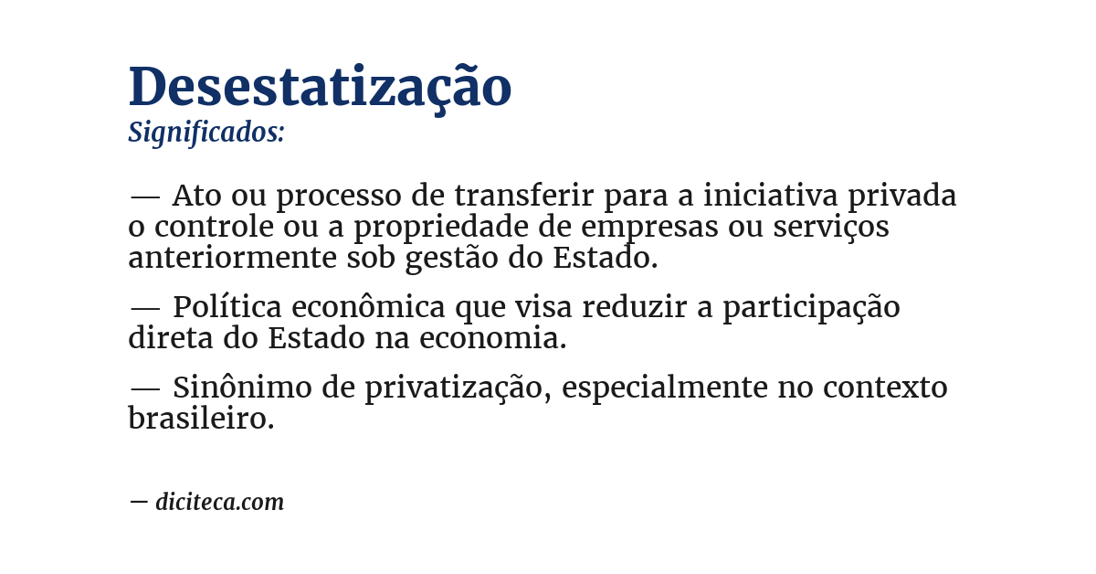 Significado de desestatização