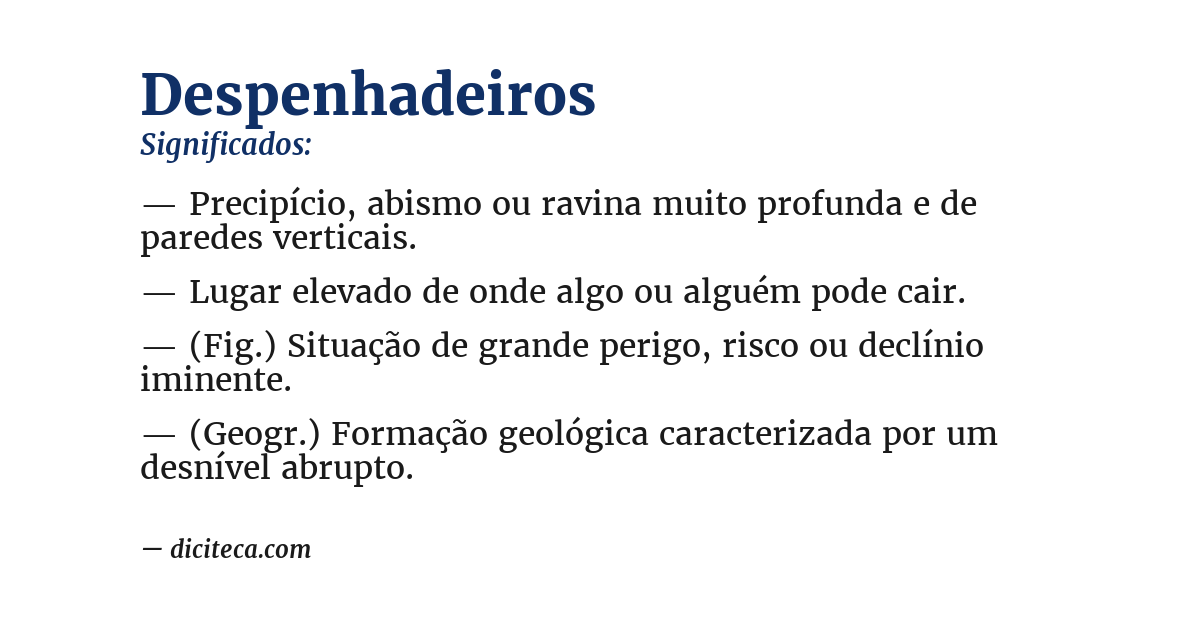 Significado de despenhadeiros