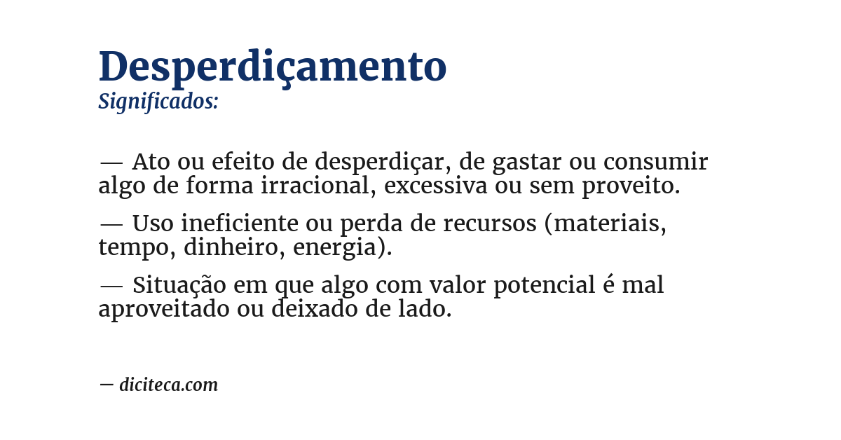 Significado de desperdiçamento