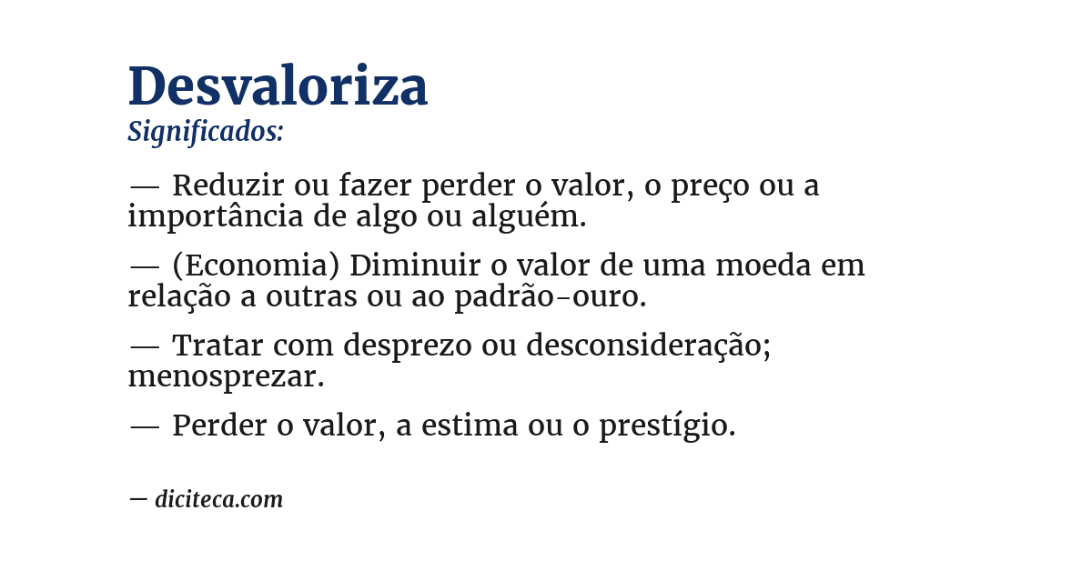 Significado de desvaloriza