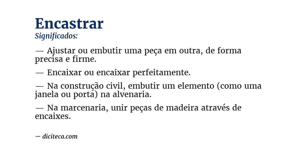 Significado de encastrar