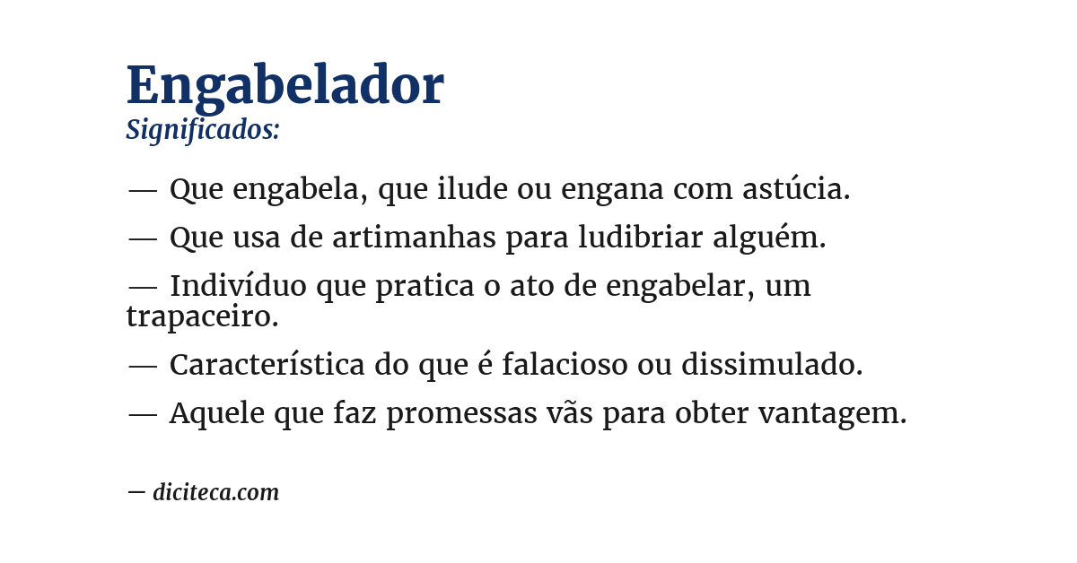 Significado de engabelador