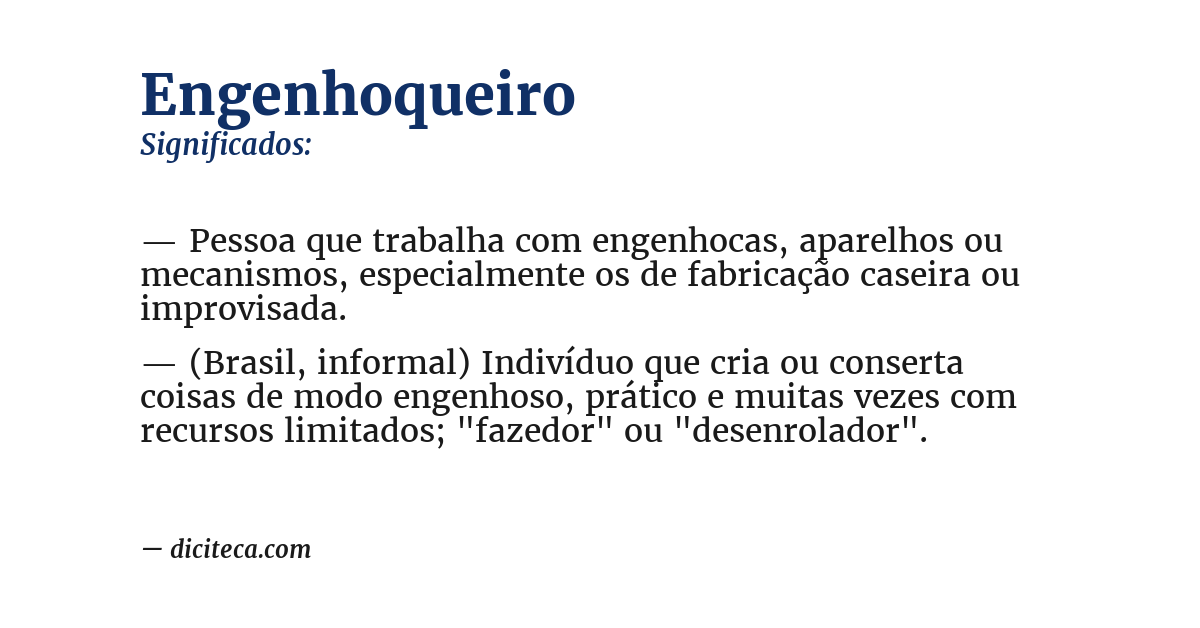 Significado de engenhoqueiro