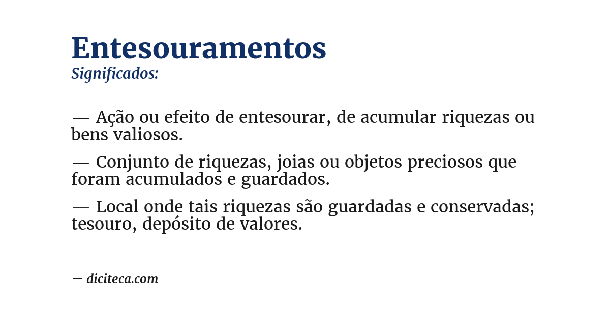 Significado de entesouramentos