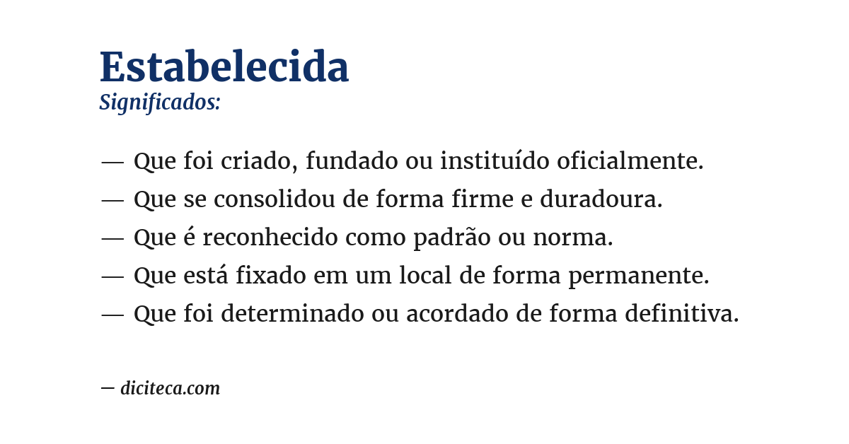 Significado de estabelecida
