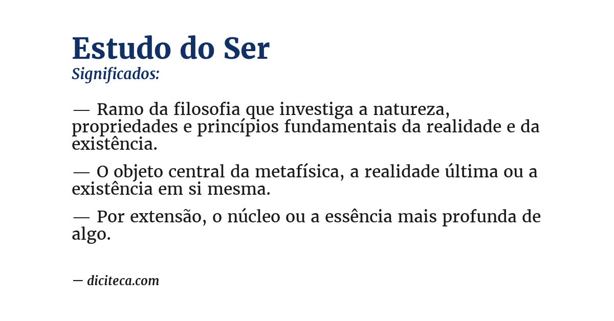 Significado de estudo do ser