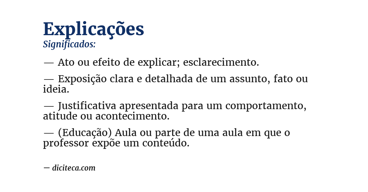 Significado de explicações