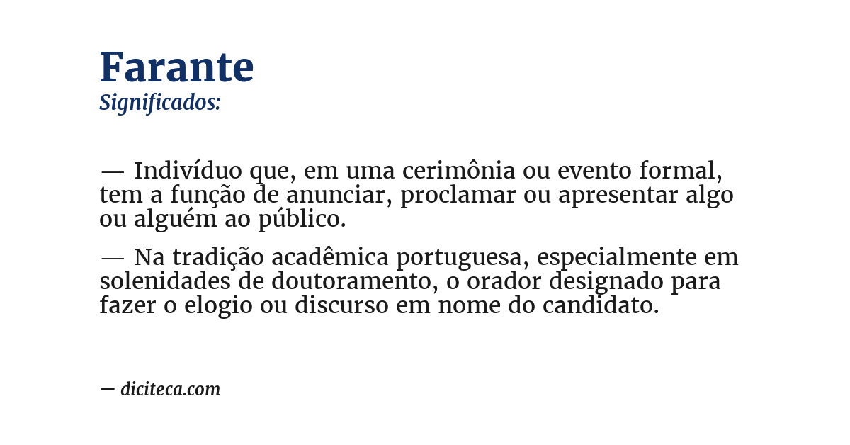 Significado de farante