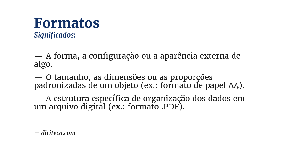 Significado de formatos
