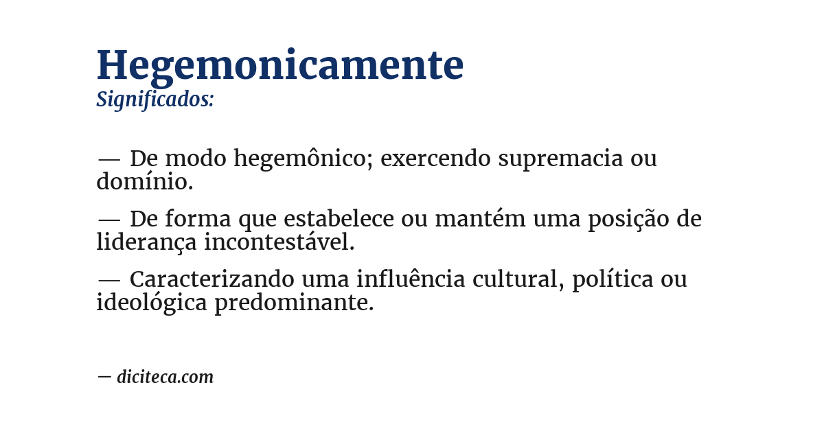 Significado de hegemonicamente