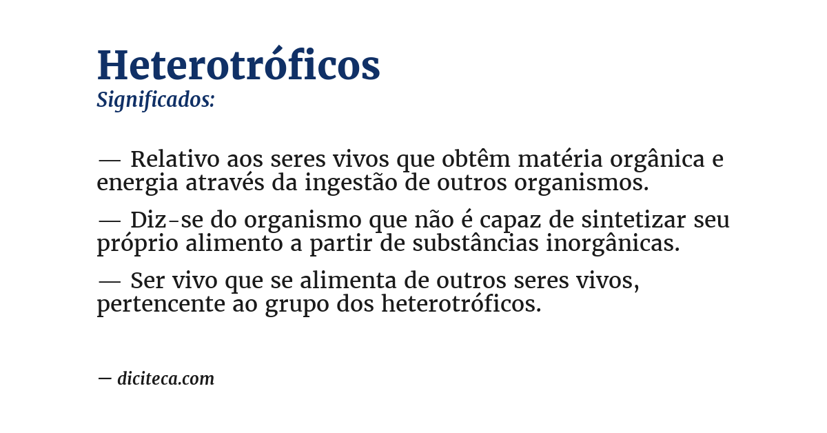 Significado de heterotróficos
