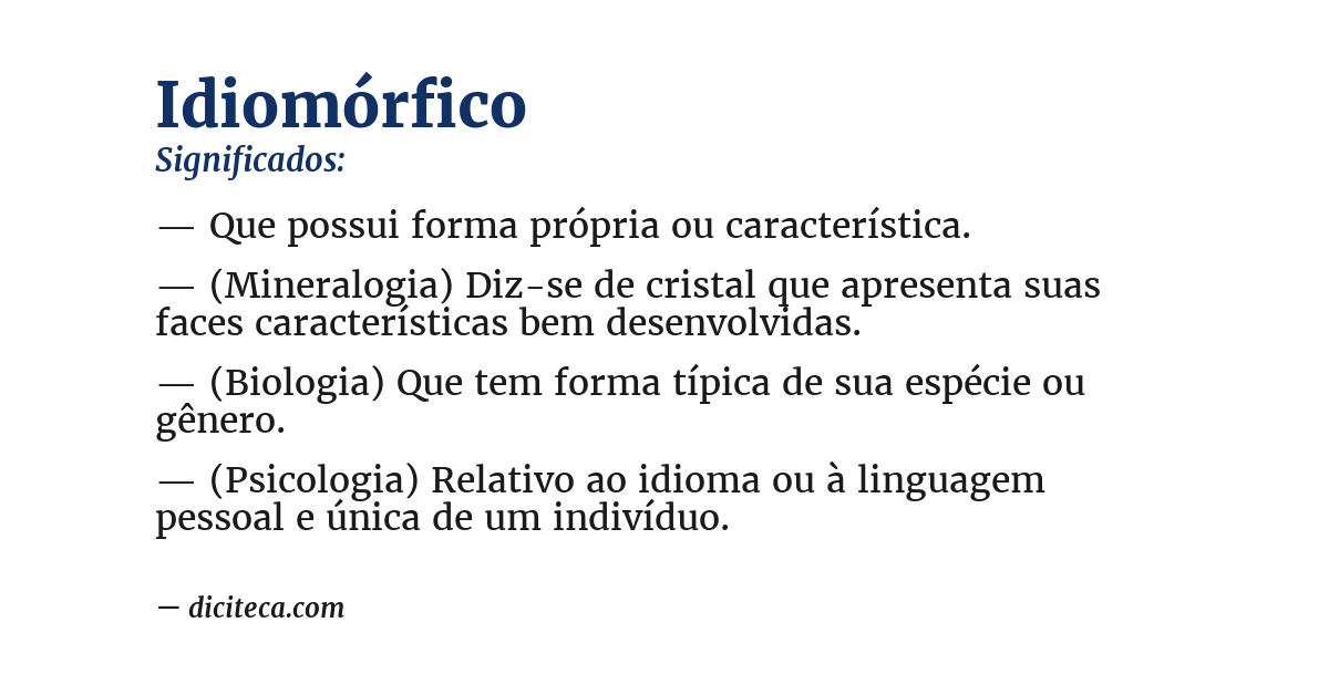 Significado de idiomórfico