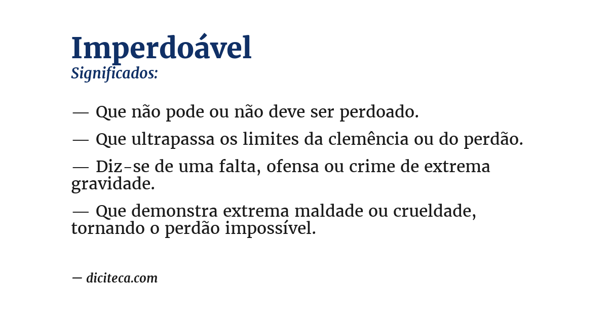 Significado de imperdoável