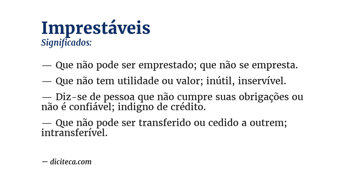 Significado de imprestáveis
