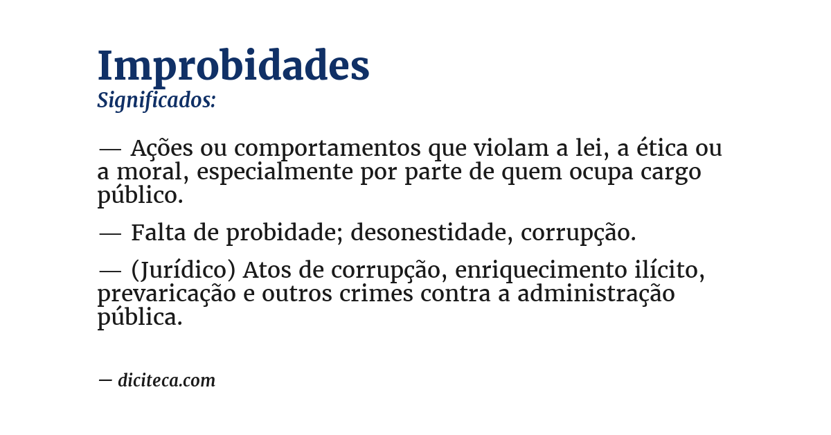 Significado de improbidades