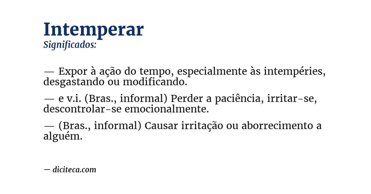 Significado de intemperar