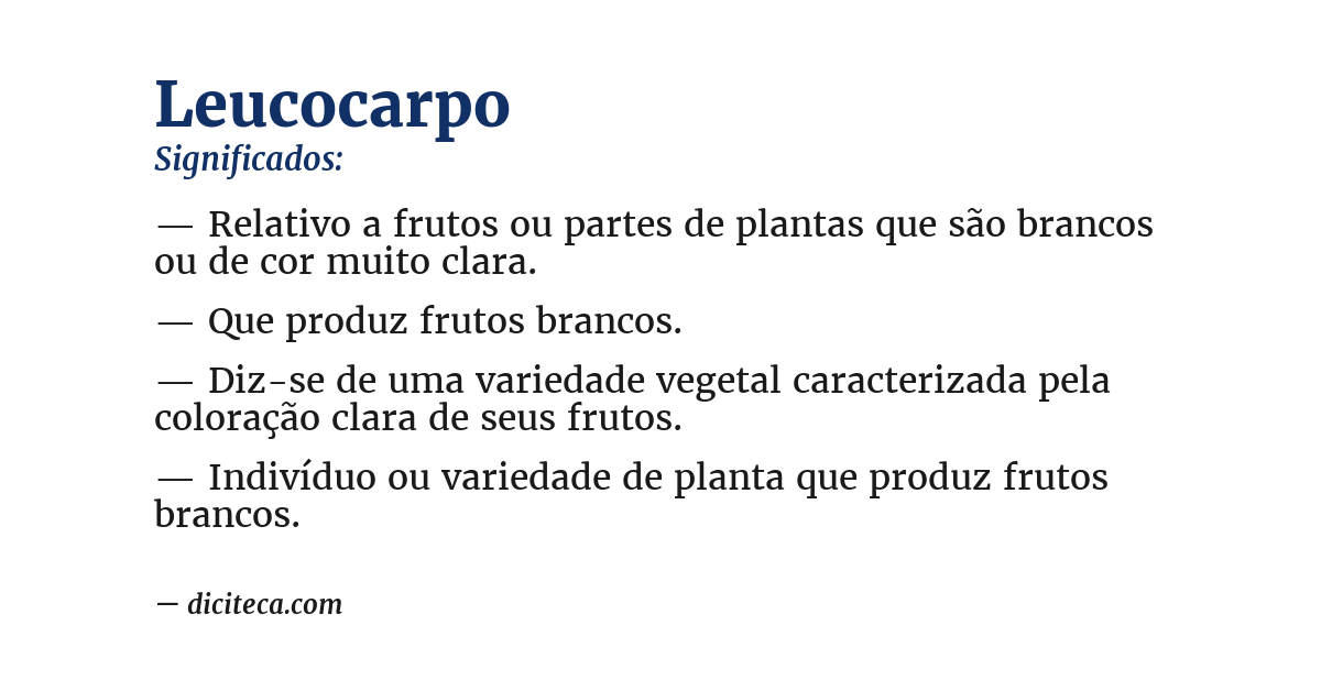 Significado de leucocarpo