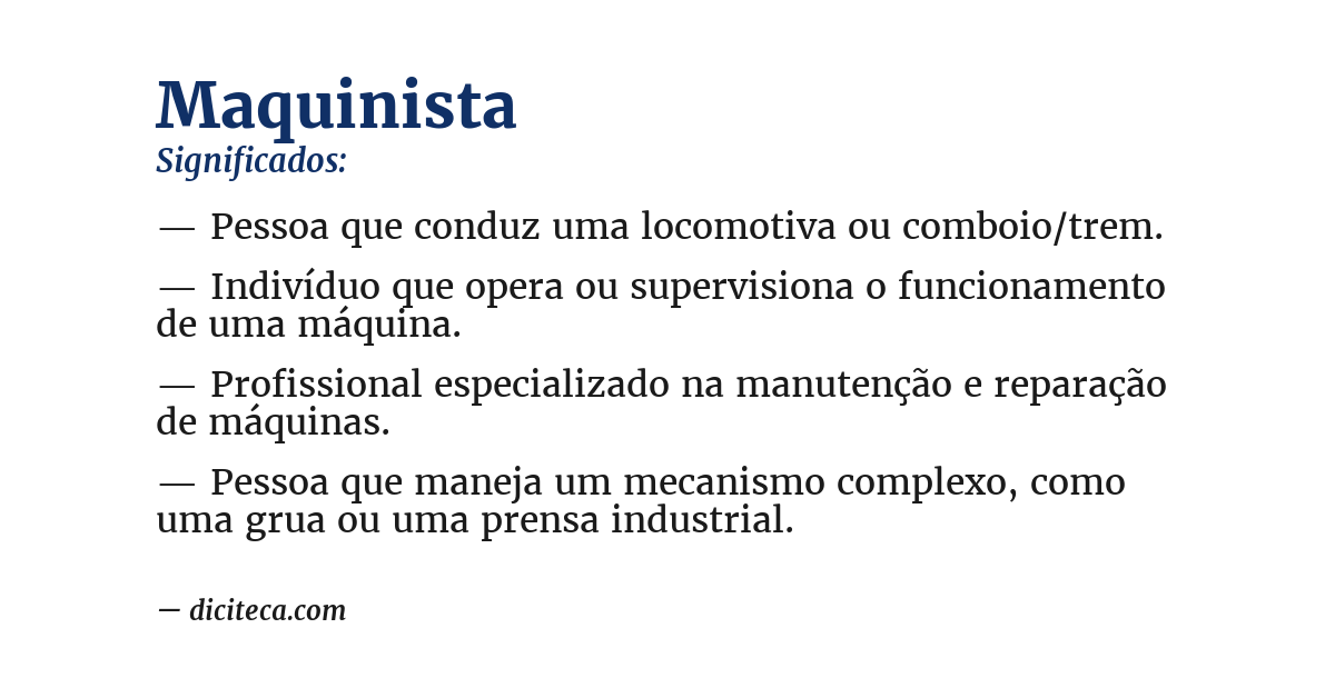 Significado de maquinista