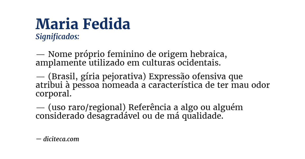 Significado de maria fedida