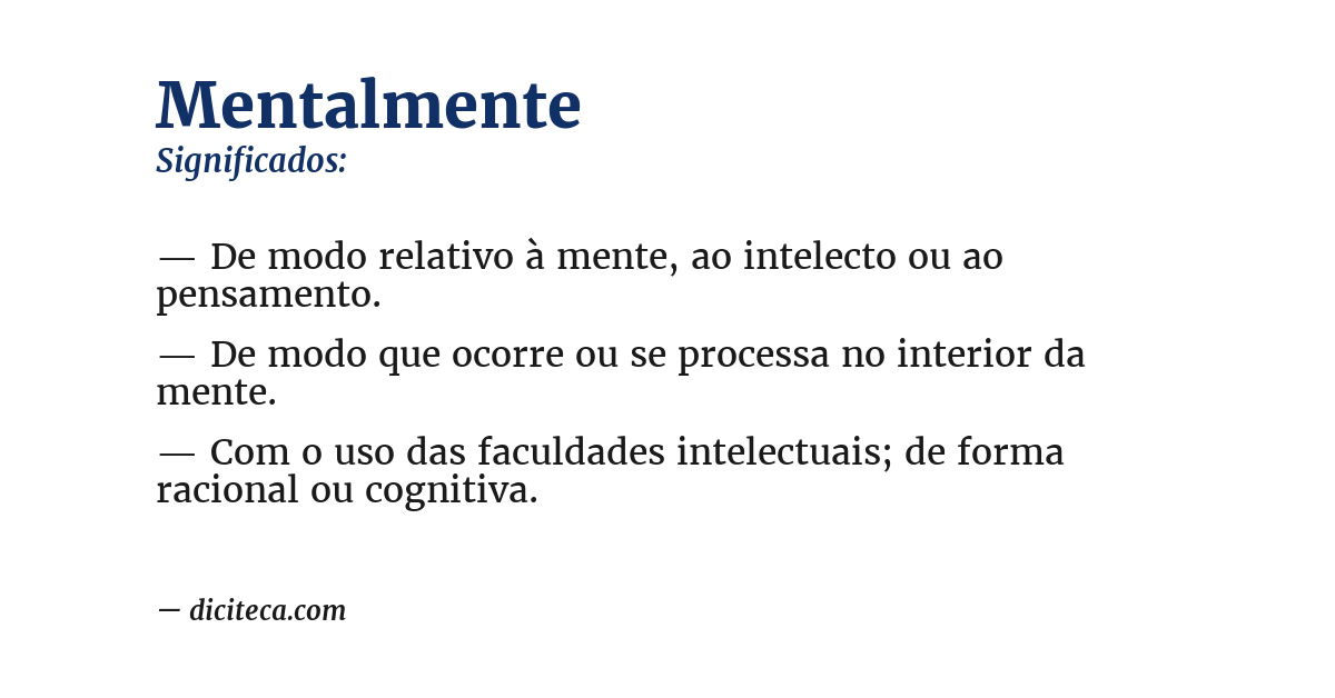 Significado de mentalmente