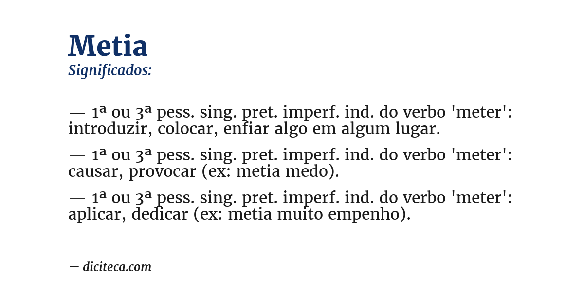 Significado de metia