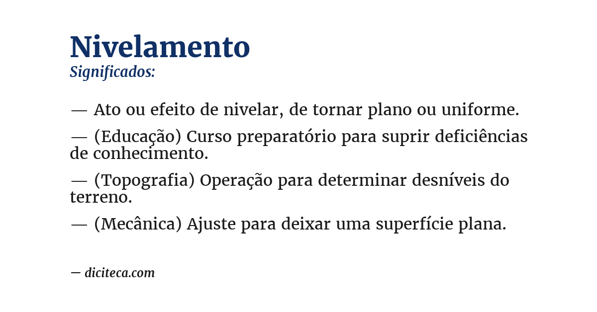Significado de nivelamento