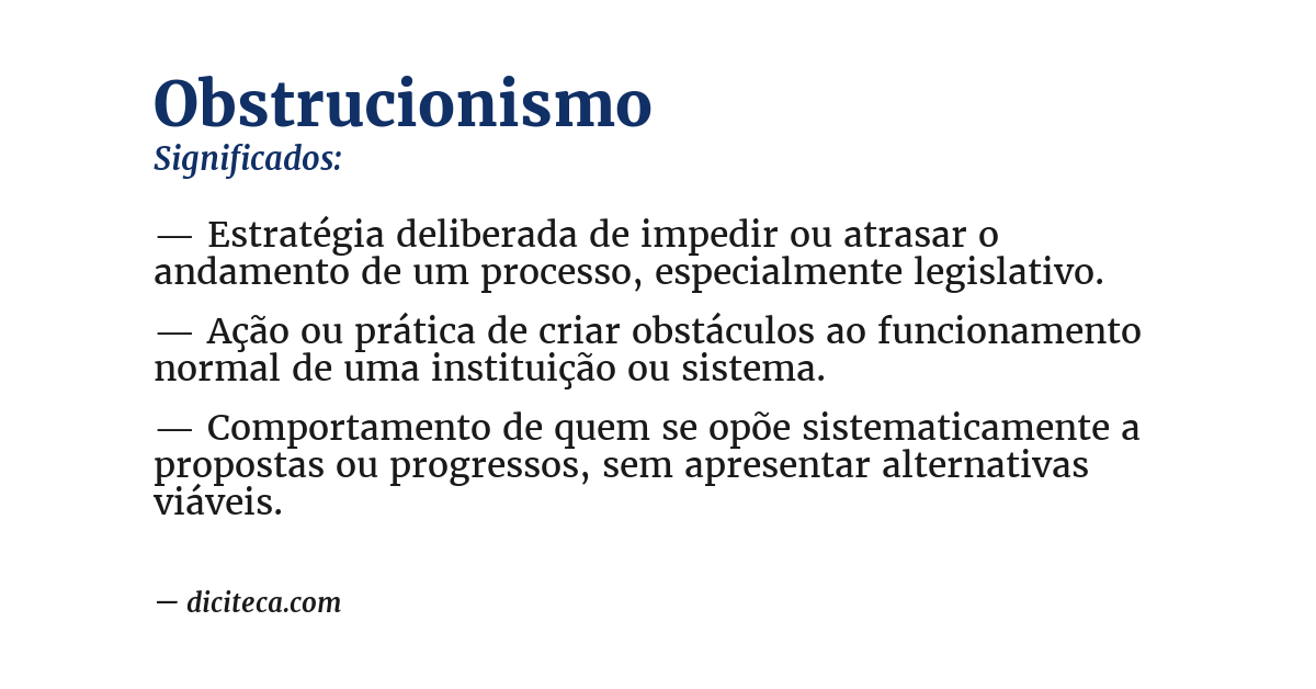 Significado de obstrucionismo