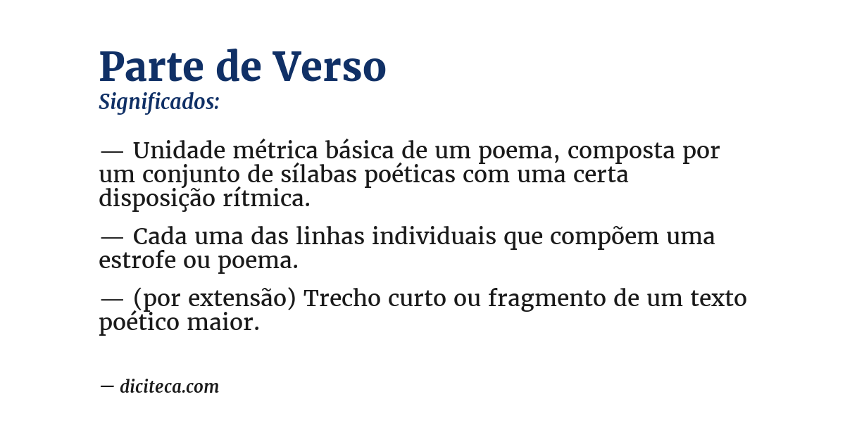 Significado de parte de verso
