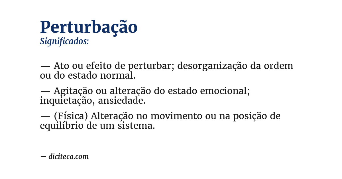 Significado de perturbação