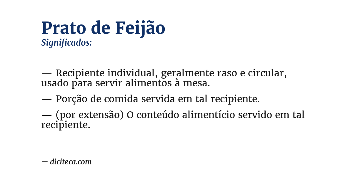 Significado de prato de feijão
