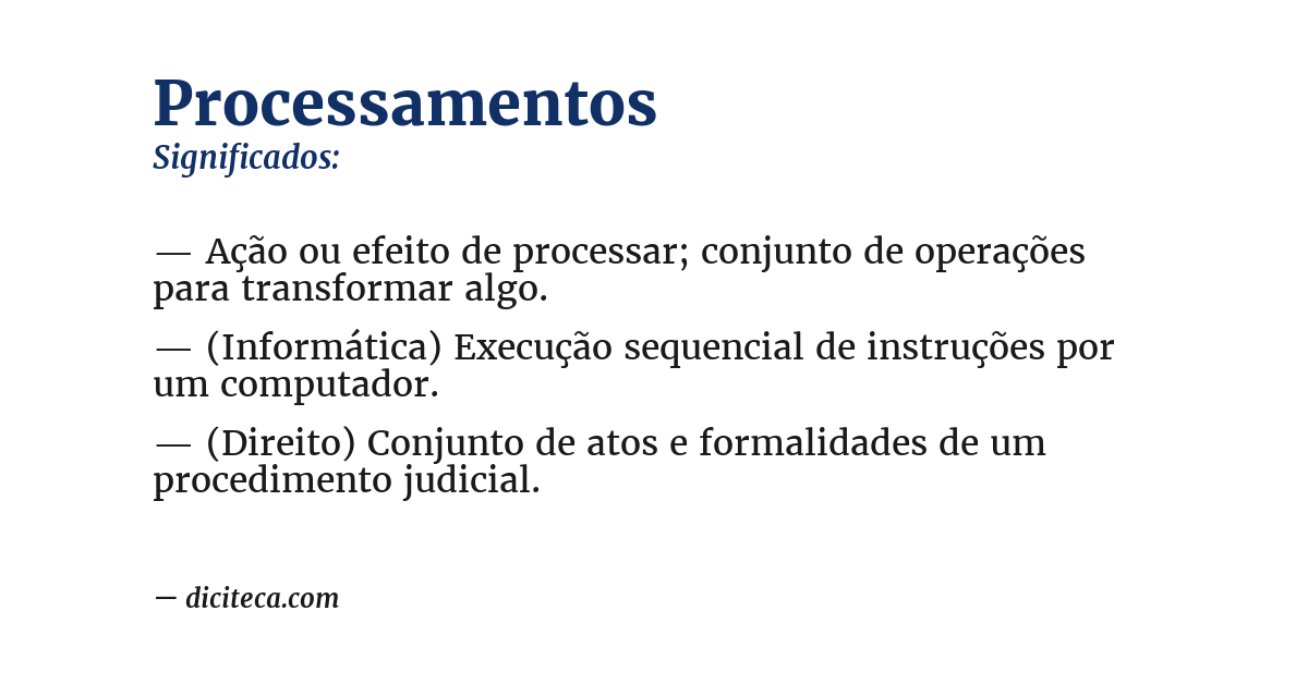 Significado de processamentos