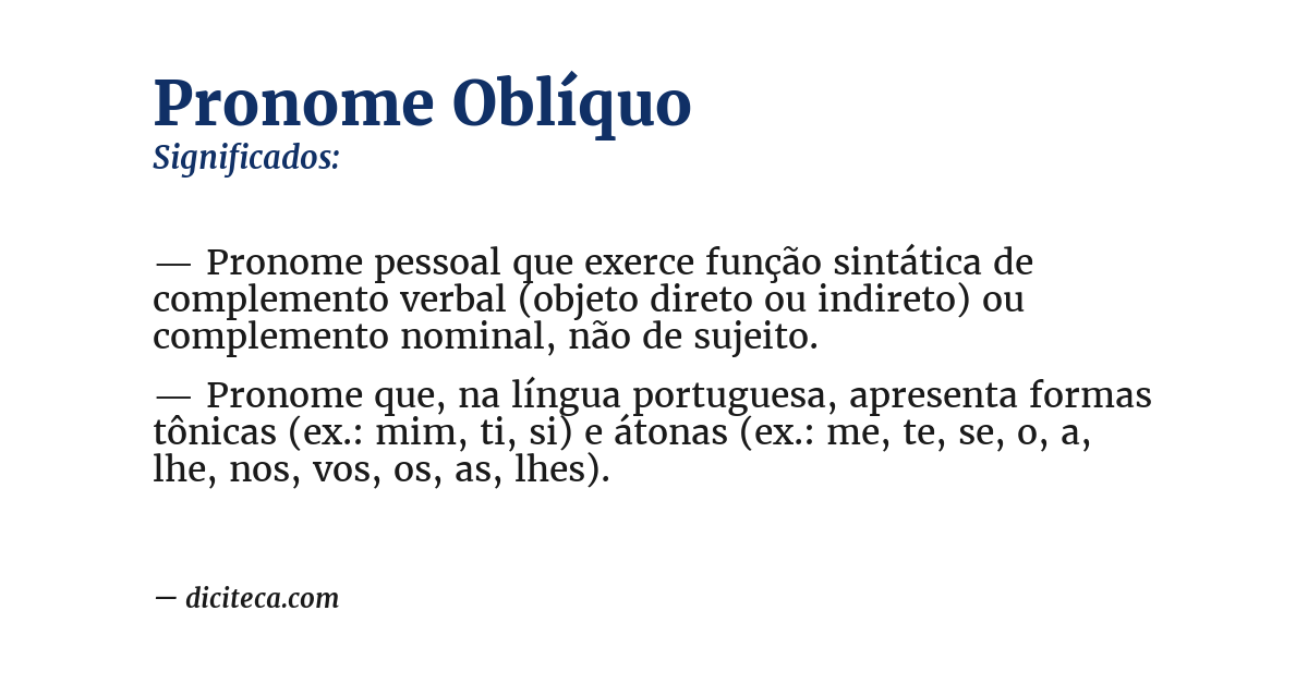Significado de pronome oblíquo